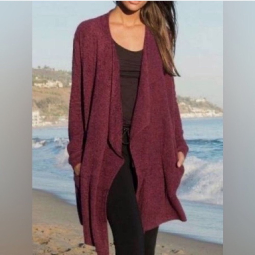 Barefoot Dreams CozyChic Lite Island Wrap in Berry Wine Cardigan Size S/M
